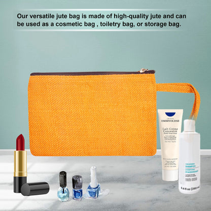 Colorful Burlap Cosmetic Bags – Zippered Pouches for Women & Men, Travel Toiletry & Essentials Organizer (Set of 6)