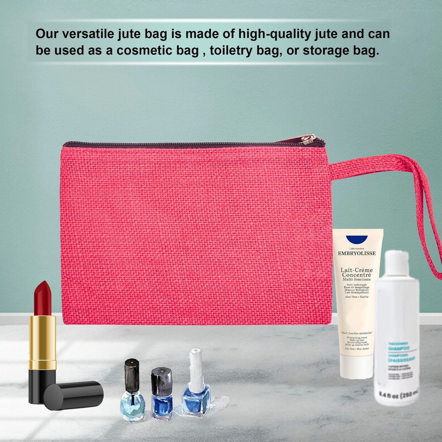 Colorful Burlap Cosmetic Bags – Zippered Pouches for Women & Men, Travel Toiletry & Essentials Organizer (Set of 6)