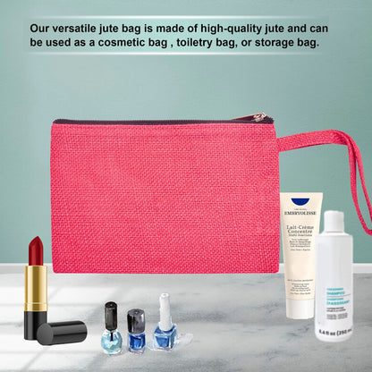 Colorful Burlap Cosmetic Bags – Zippered Pouches for Women & Men, Travel Toiletry & Essentials Organizer (Set of 6)