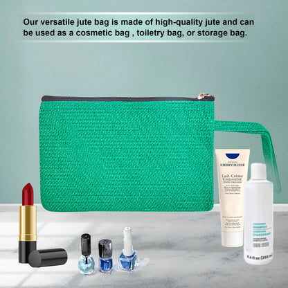 Colorful Burlap Cosmetic Bags – Zippered Pouches for Women & Men, Travel Toiletry & Essentials Organizer (Set of 6)