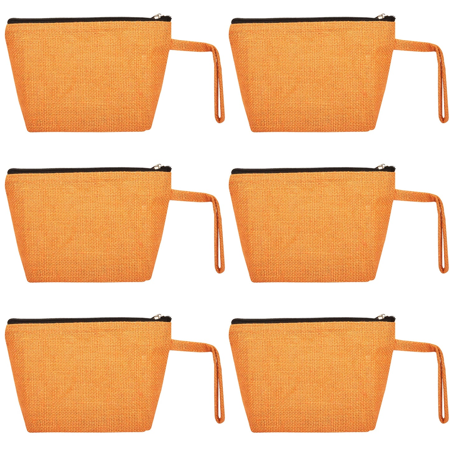 Colourful Jute Cosmetic Bags – Flat-Bottom Zippered Pouches for Makeup & Toiletries (Packs of 6)