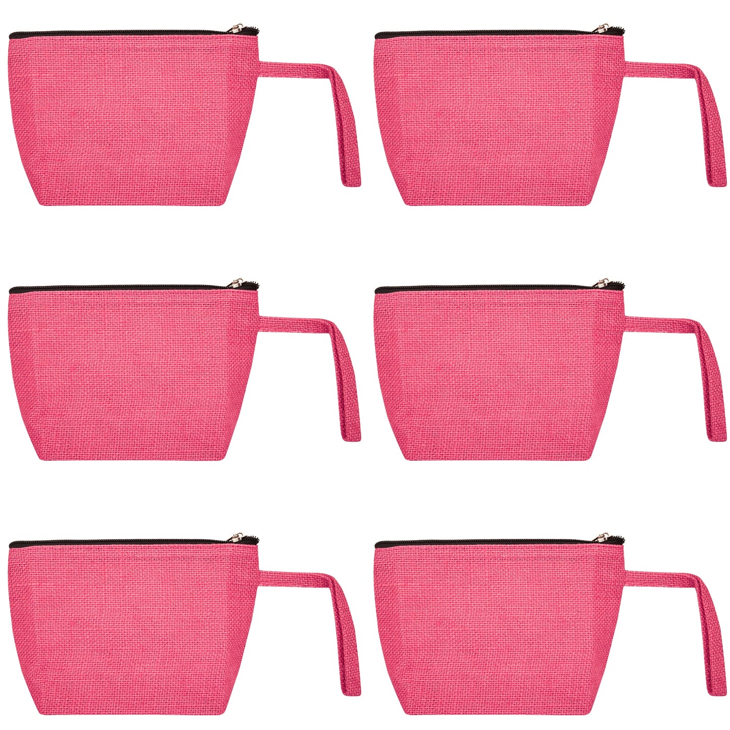 Colourful Jute Cosmetic Bags – Flat-Bottom Zippered Pouches for Makeup & Toiletries (Packs of 6)