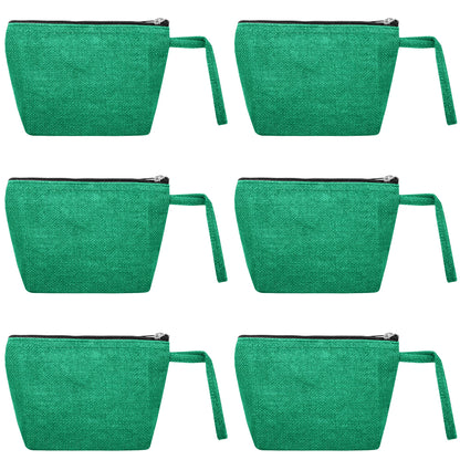 Colourful Jute Cosmetic Bags – Flat-Bottom Zippered Pouches for Makeup & Toiletries (Packs of 6)