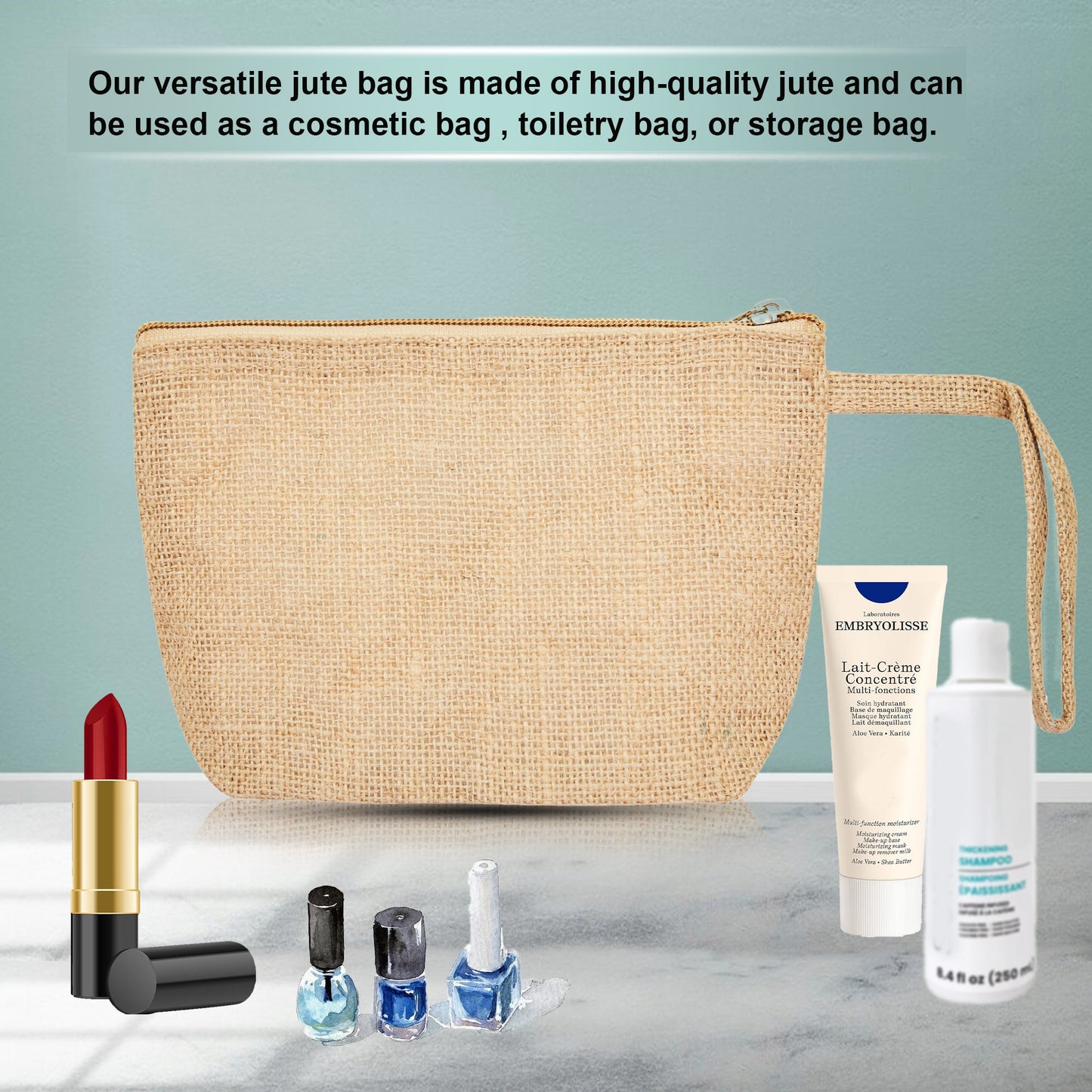 Unisex Jute Cosmetic Bags – Natural Burlap Zippered Pouches for Makeup & Toiletry Storage (Set of 16)