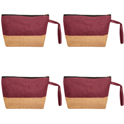 Premium Premium  Unisex Jute Cosmetic Pouches Pack of 4 for Women Wholesale Supply