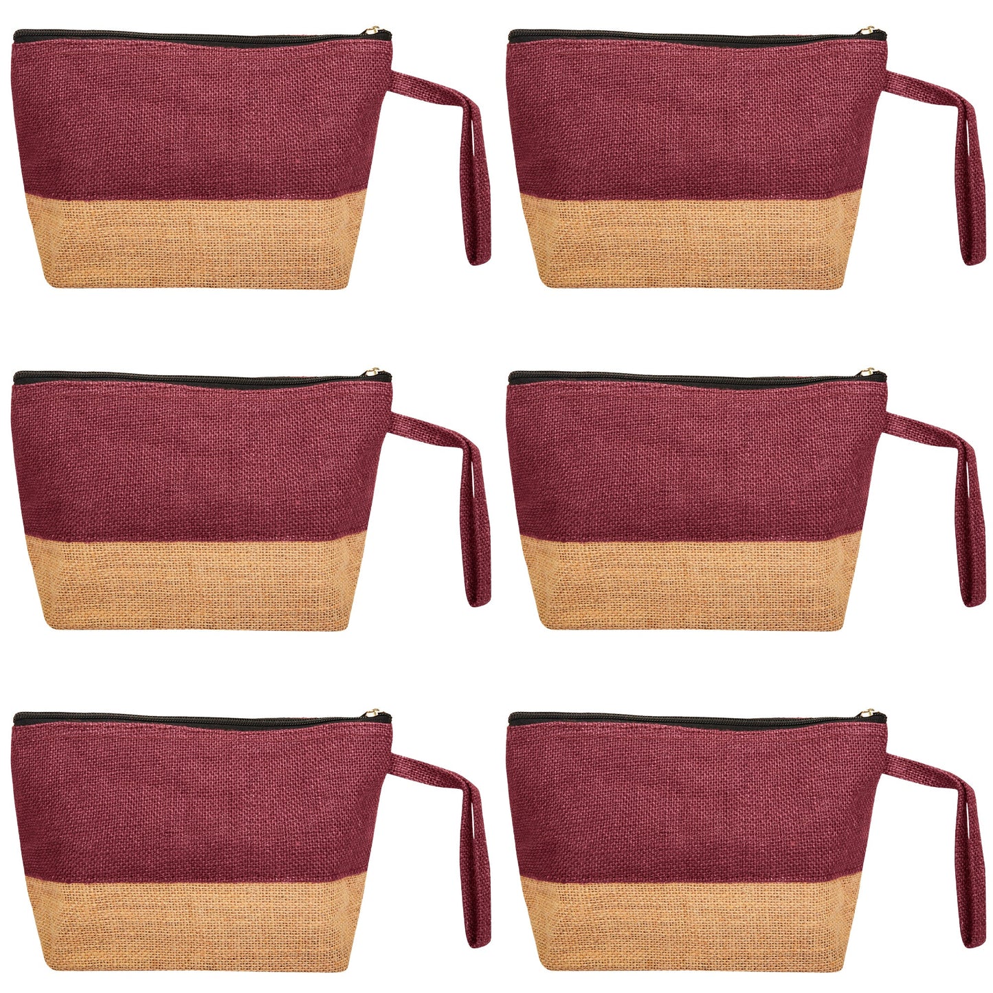 Eco Friendly Multipurpose  Unisex Jute Cosmetic Pouches Pack of 6 for Women Wholesale Supply