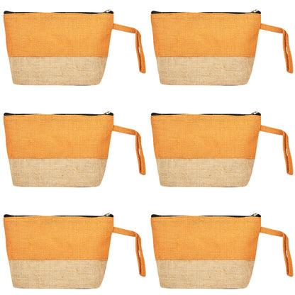 Eco Friendly Multipurpose  Unisex Jute Cosmetic Pouches Pack of 6 for Women Wholesale Supply