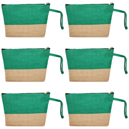 Eco Friendly Multipurpose  Unisex Jute Cosmetic Pouches Pack of 6 for Women Wholesale Supply