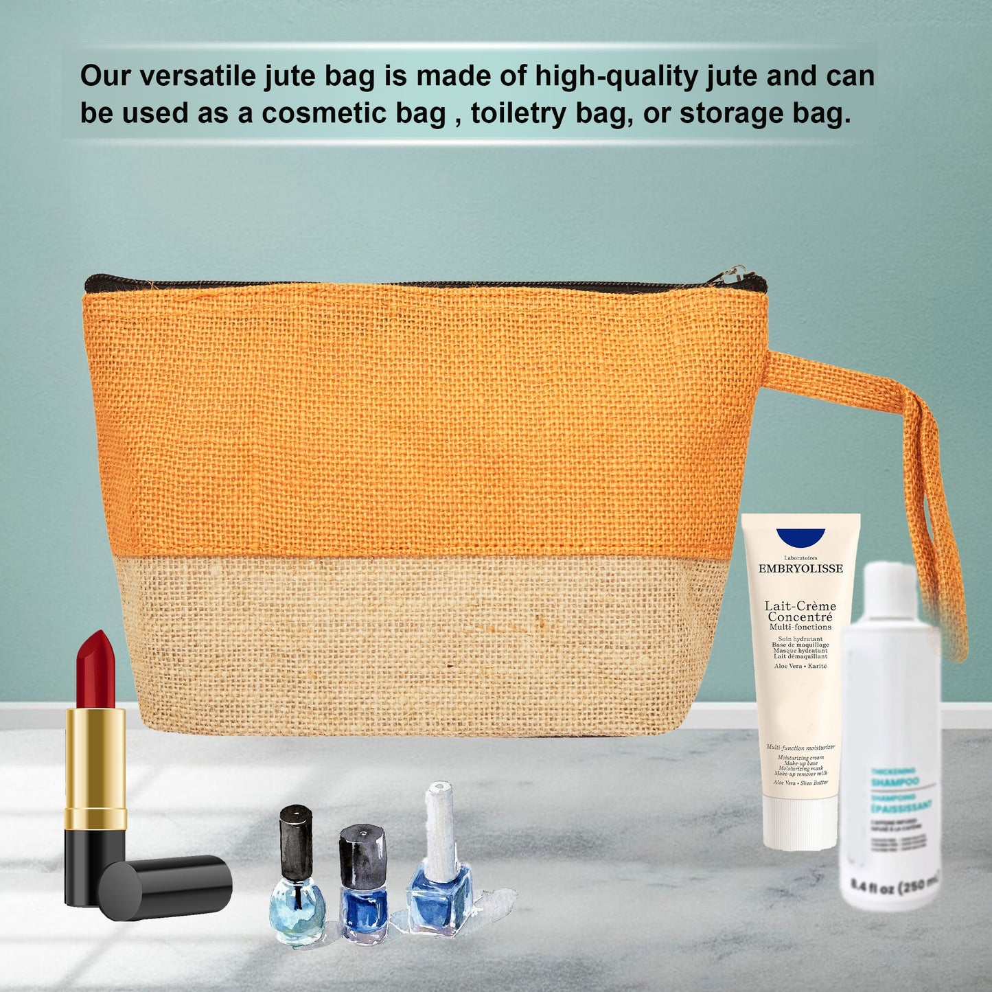 Premium Premium  Unisex Jute Cosmetic Pouches Pack of 4 for Women Wholesale Supply