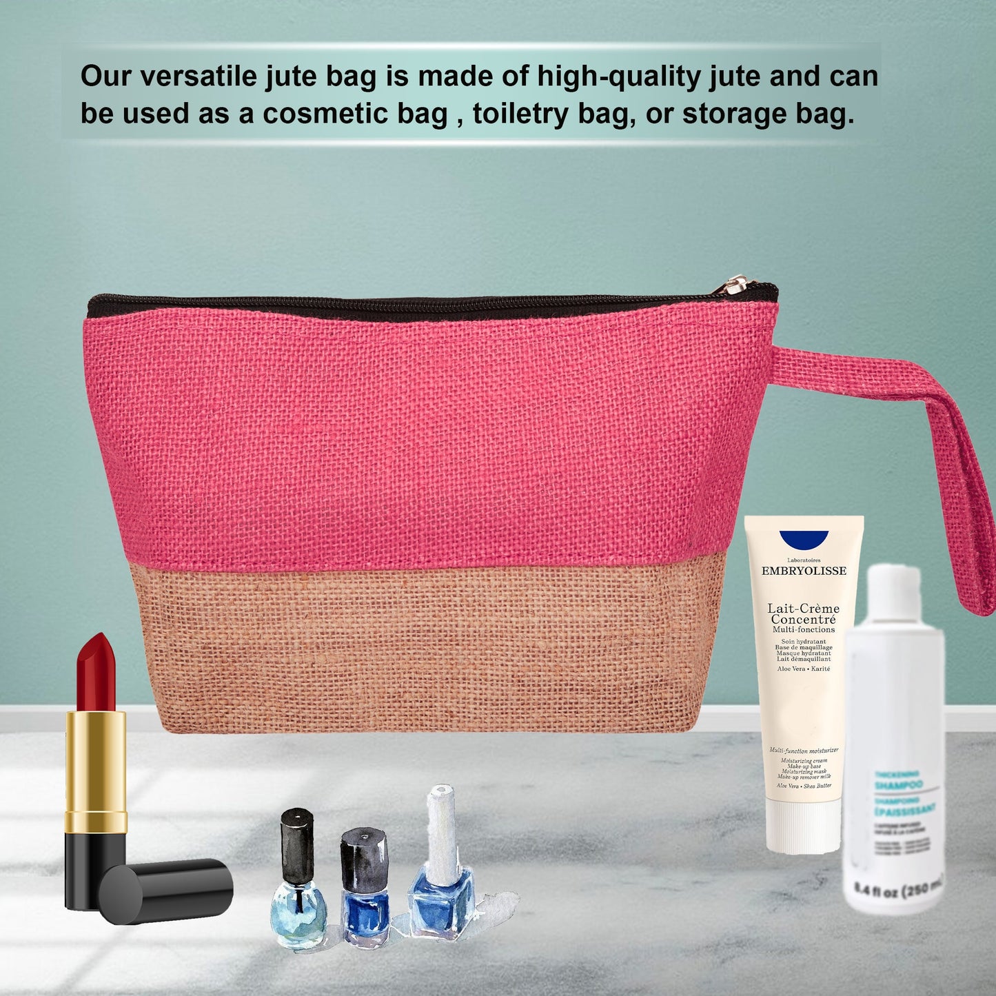 Premium Premium  Unisex Jute Cosmetic Pouches Pack of 4 for Women Wholesale Supply