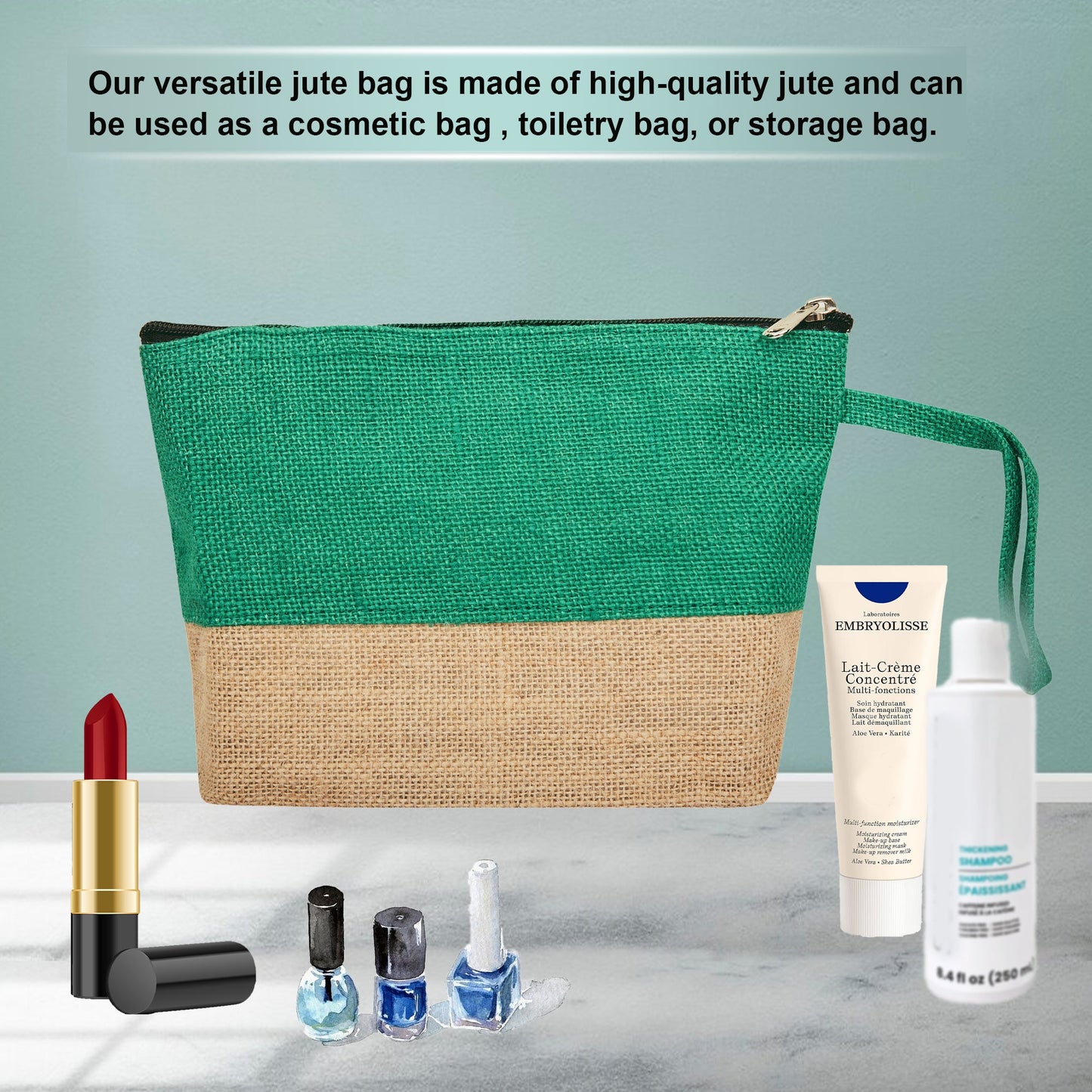 Premium Premium  Unisex Jute Cosmetic Pouches Pack of 4 for Women Wholesale Supply