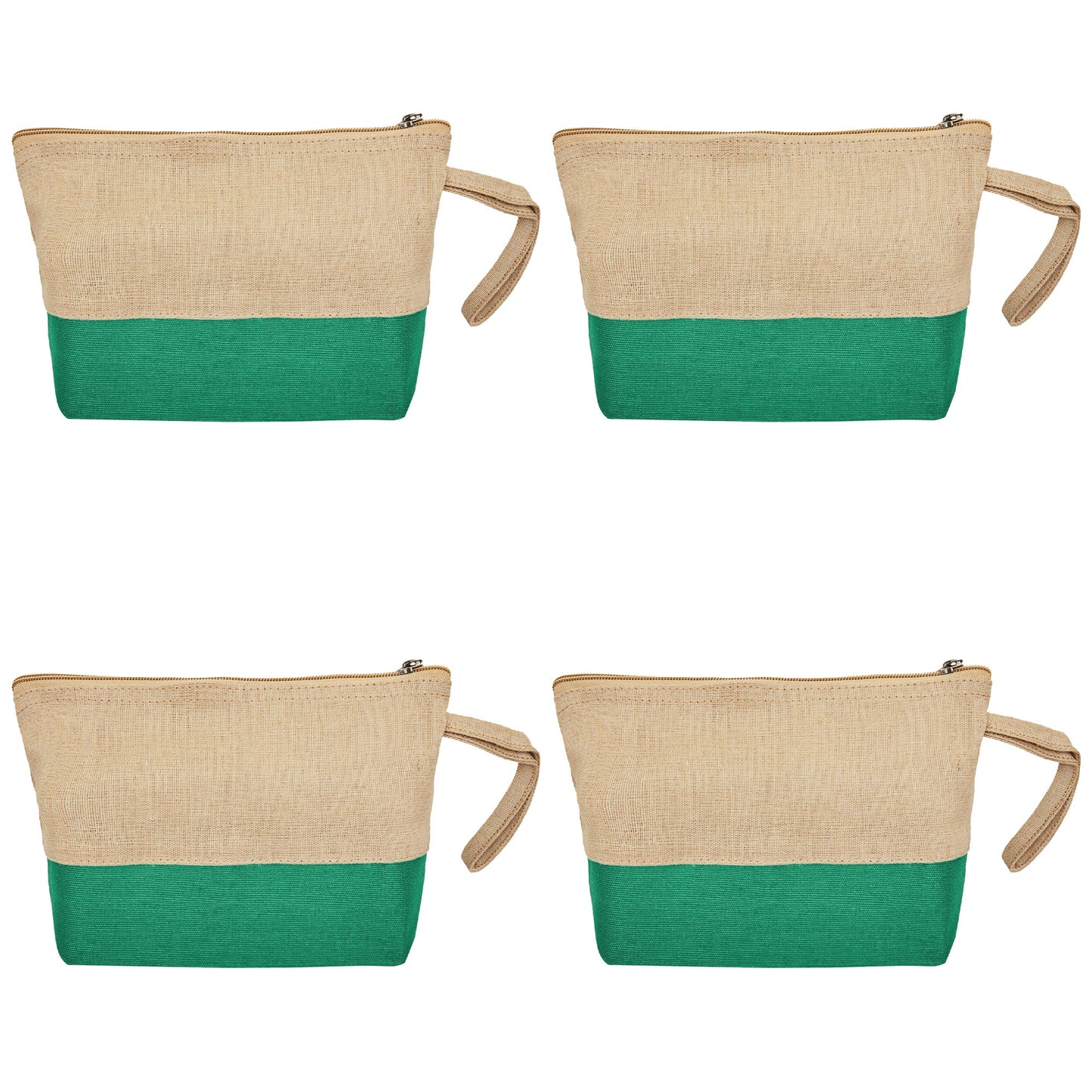 Jute Cosmetic Pouches – Travel-Friendly Zippered Burlap Bags for Makeup & Toiletries (Packs of 4)