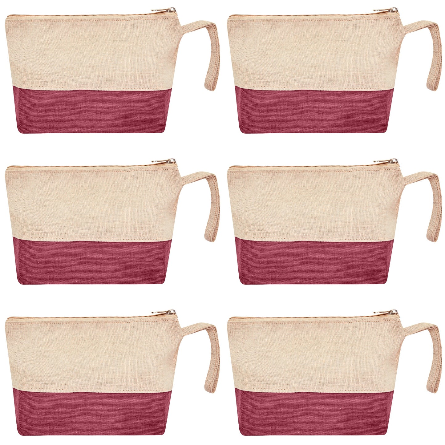 Multipurpose Eco  Jute Cosmetic Zipper Pouches Set of 6 for Women Wholesale Supply
