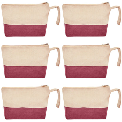 Multipurpose Eco  Jute Cosmetic Zipper Pouches Set of 6 for Women Wholesale Supply