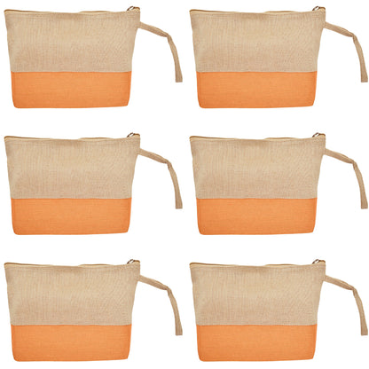 Multipurpose Eco  Jute Cosmetic Zipper Pouches Set of 6 for Women Wholesale Supply