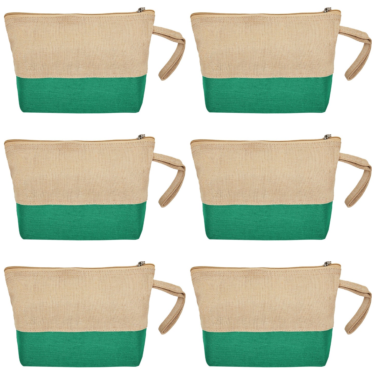 Multipurpose Eco  Jute Cosmetic Zipper Pouches Set of 6 for Women Wholesale Supply