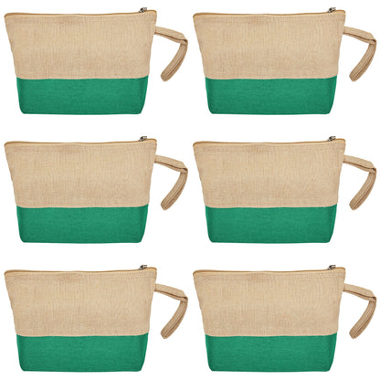 Multipurpose Eco  Jute Cosmetic Zipper Pouches Set of 6 for Women Wholesale Supply