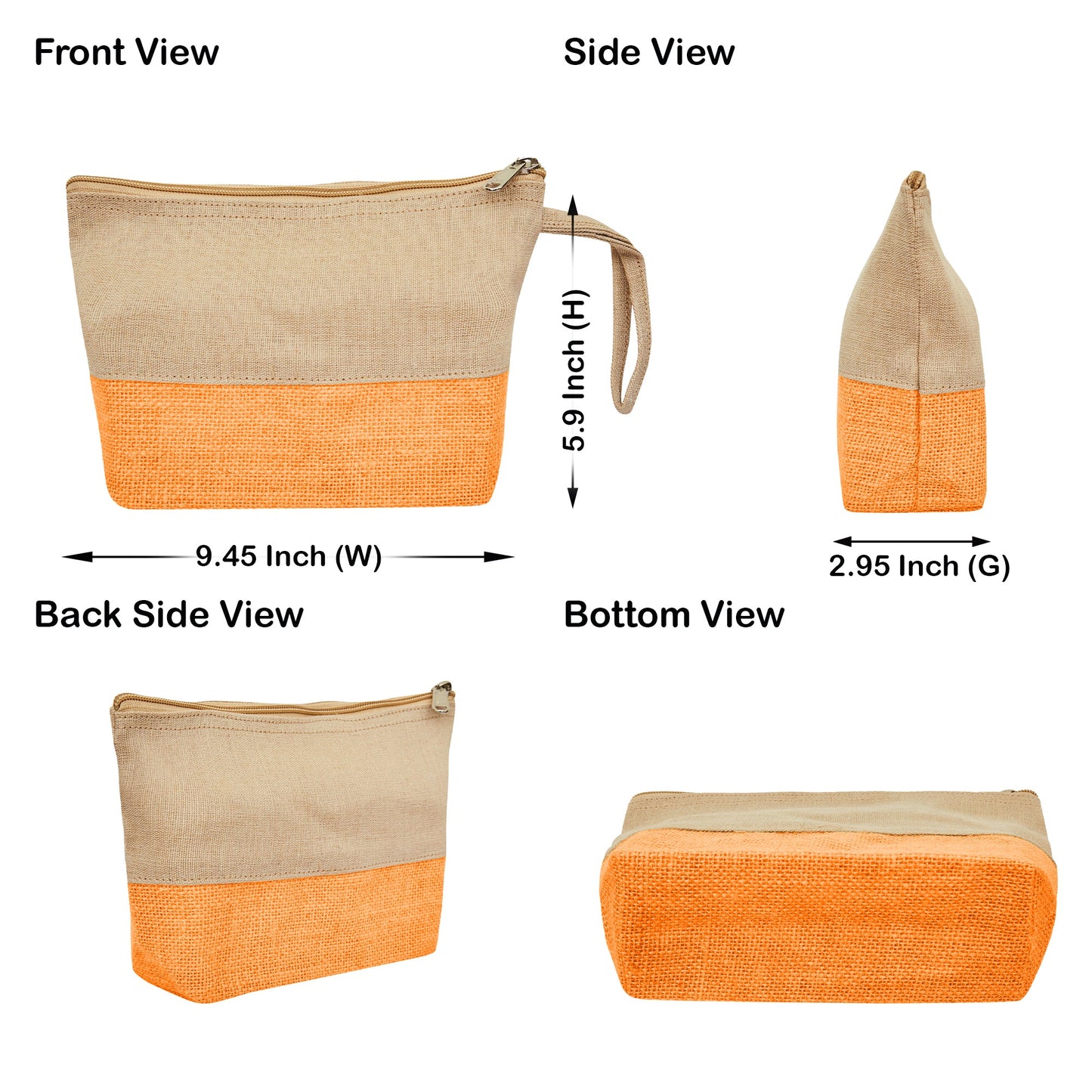 Multipurpose Eco  Jute Cosmetic Zipper Pouches Set of 6 for Women Wholesale Supply