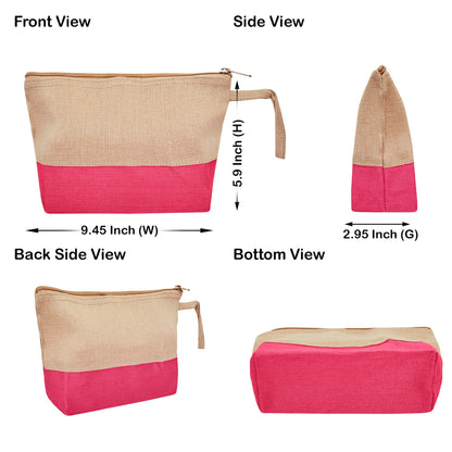 Multipurpose Eco  Jute Cosmetic Zipper Pouches Set of 6 for Women Wholesale Supply