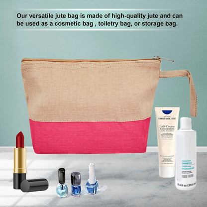 Multipurpose Eco  Jute Cosmetic Zipper Pouches Set of 6 for Women Wholesale Supply