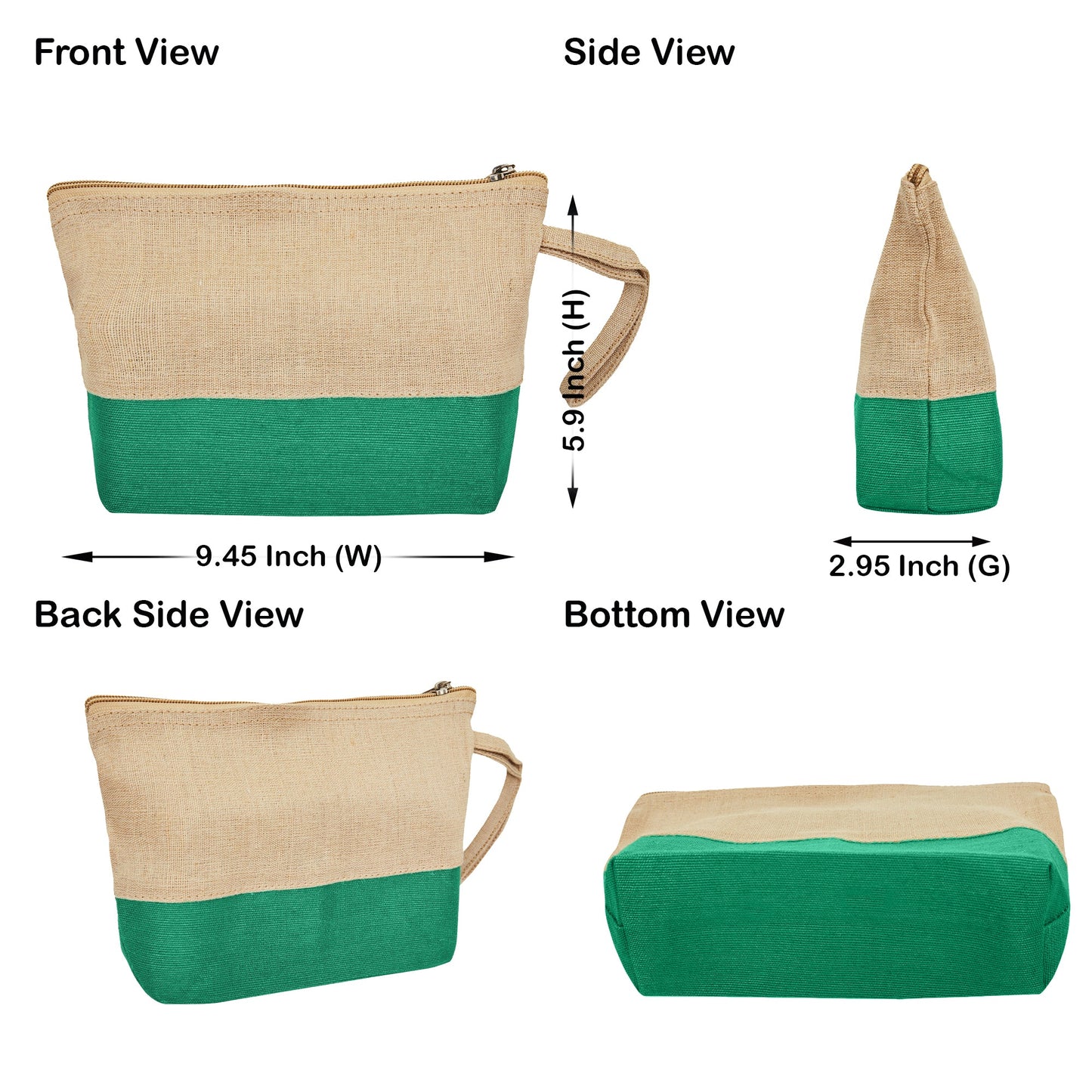 Multipurpose Eco  Jute Cosmetic Zipper Pouches Set of 6 for Women Wholesale Supply