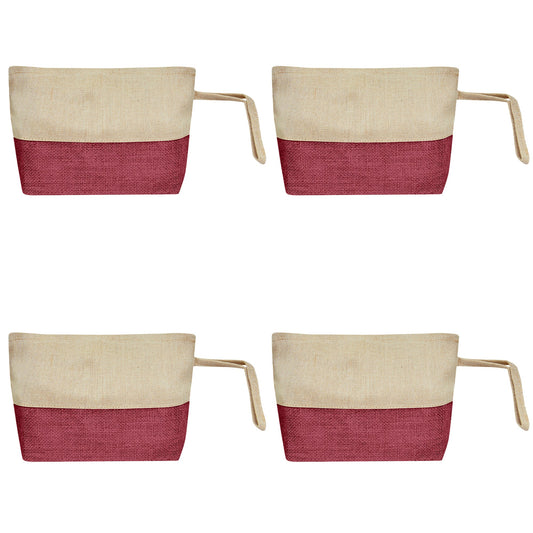 Juco Zipper Pouches – Durable Makeup, Toiletry & Travel Organizers for Everyday Use & DIY Crafts (Packs of 4)