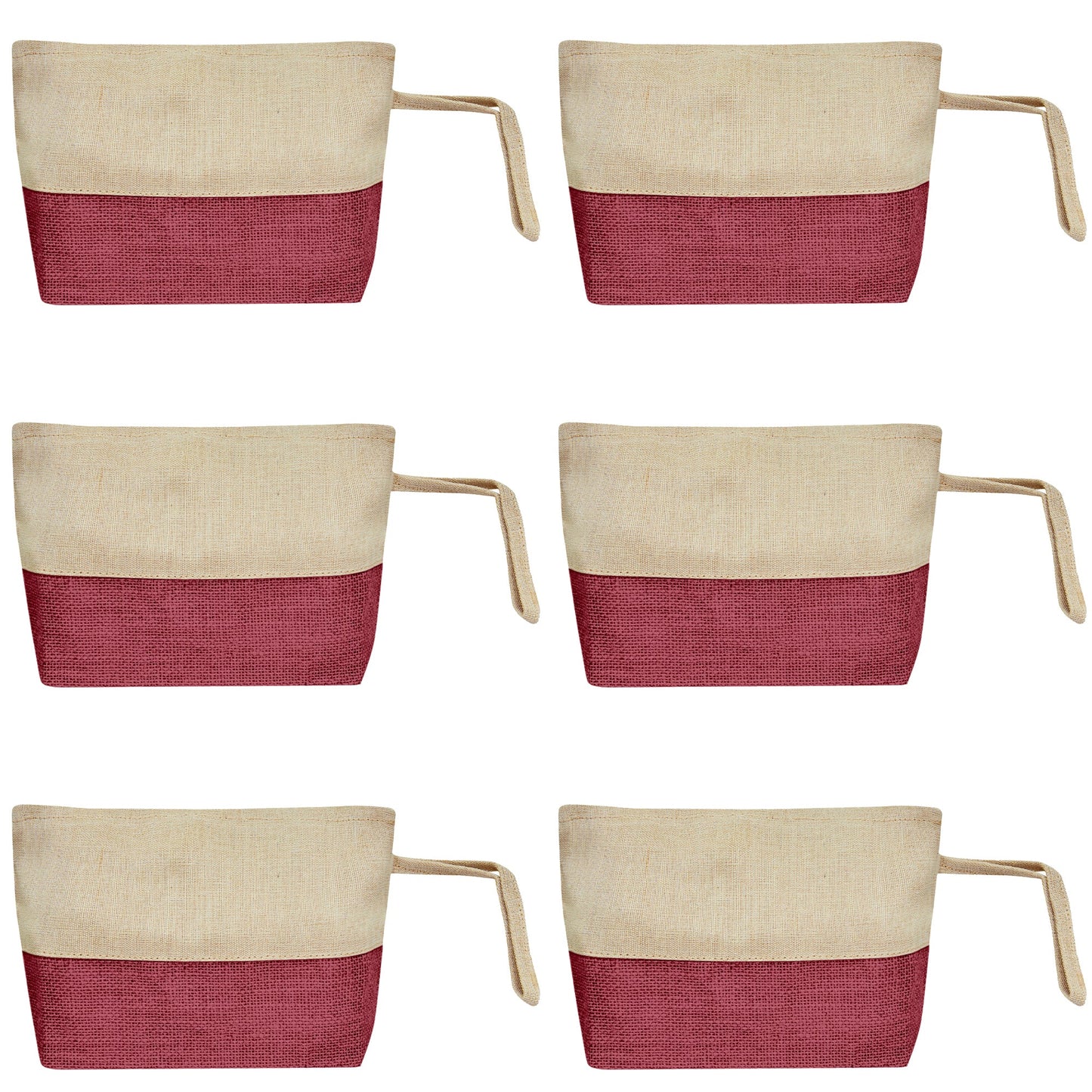 Juco Zipper Pouches – Durable Makeup, Toiletry & Travel Organizers for Everyday Use & DIY Crafts (6 Pcs)