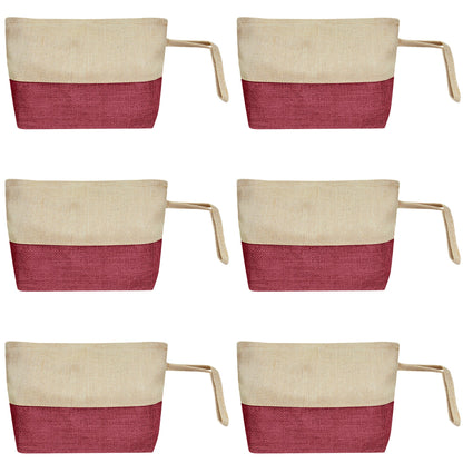 Juco Zipper Pouches – Durable Makeup, Toiletry & Travel Organizers for Everyday Use & DIY Crafts (6 Pcs)