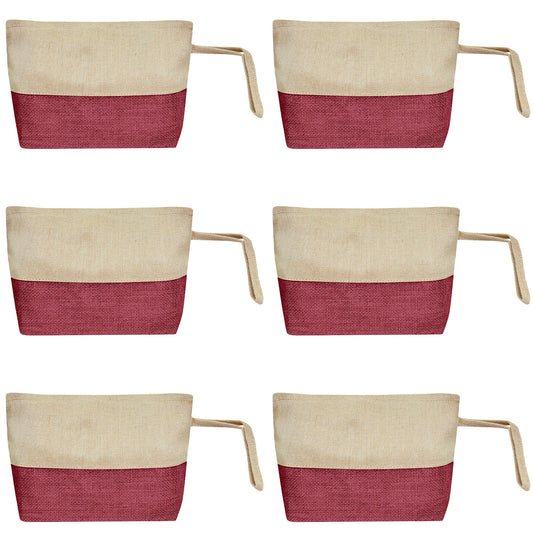 Juco Zipper Pouches – Durable Makeup, Toiletry & Travel Organizers for Everyday Use & DIY Crafts (6 Pcs)