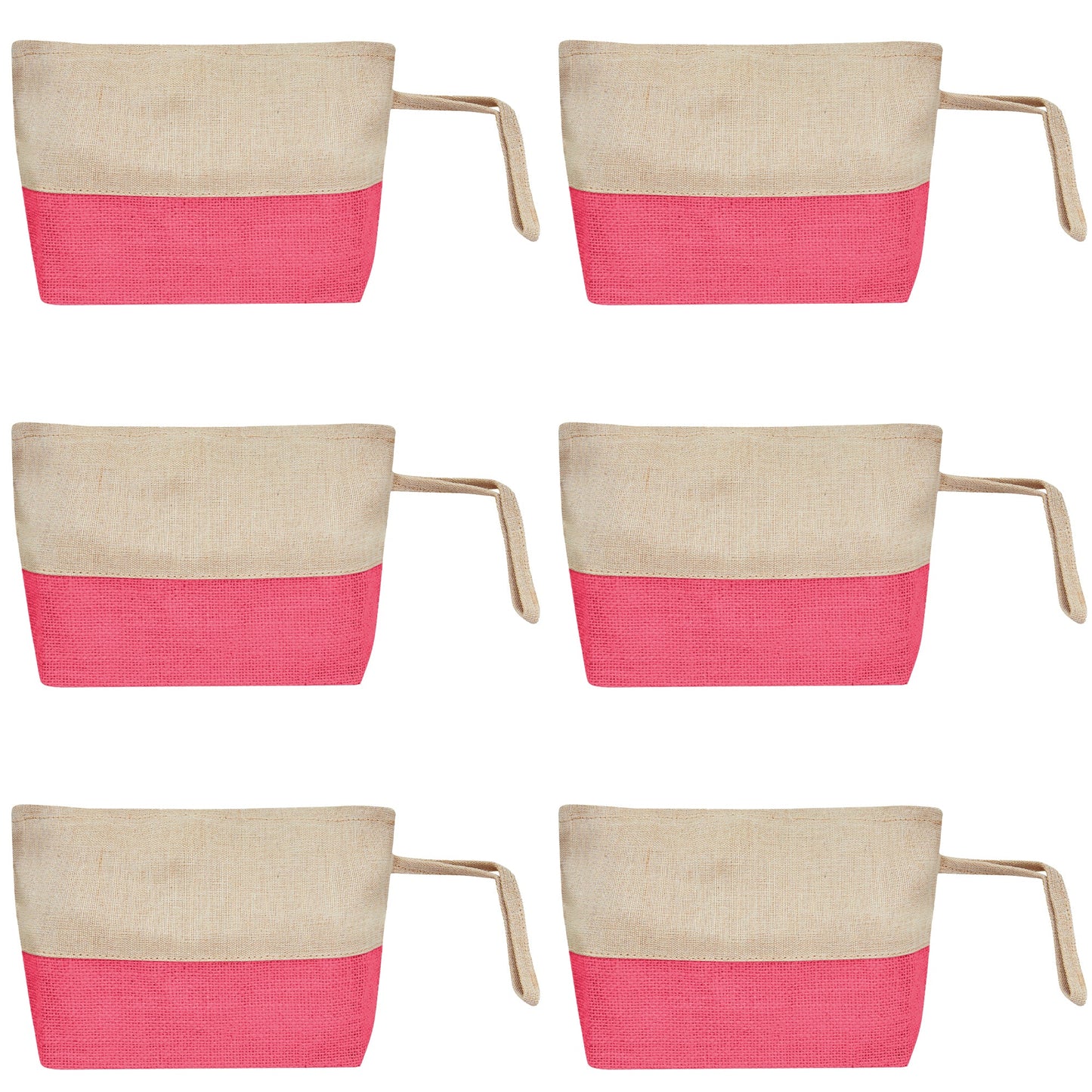 Juco Zipper Pouches – Durable Makeup, Toiletry & Travel Organizers for Everyday Use & DIY Crafts (6 Pcs)