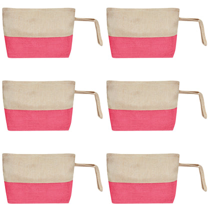 Juco Zipper Pouches – Durable Makeup, Toiletry & Travel Organizers for Everyday Use & DIY Crafts (6 Pcs)