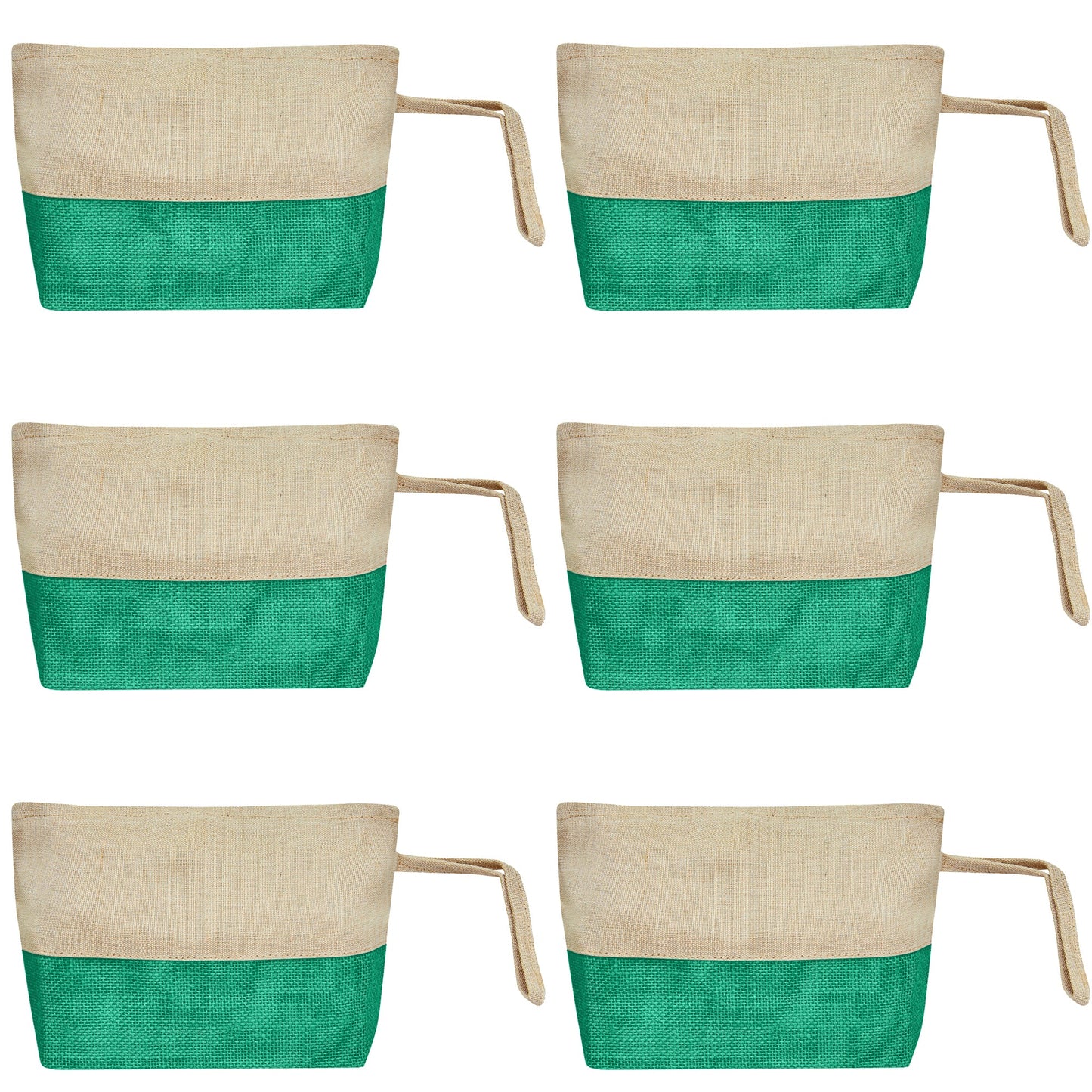 Juco Zipper Pouches – Durable Makeup, Toiletry & Travel Organizers for Everyday Use & DIY Crafts (6 Pcs)