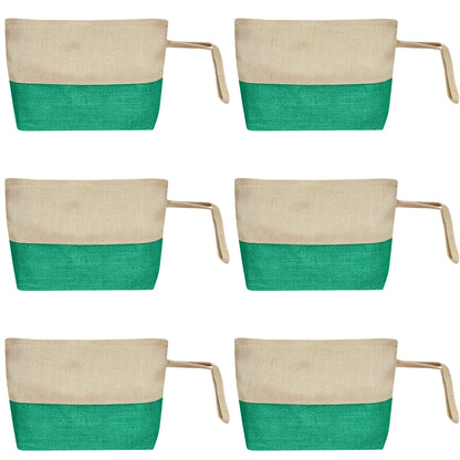 Juco Zipper Pouches – Durable Makeup, Toiletry & Travel Organizers for Everyday Use & DIY Crafts (6 Pcs)