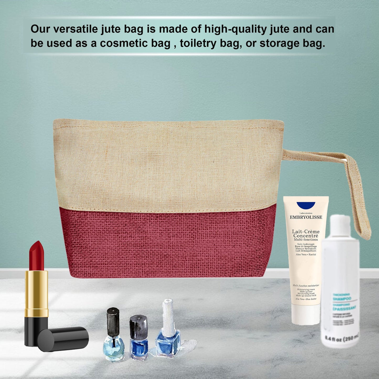 Juco Zipper Pouches – Durable Makeup, Toiletry & Travel Organizers for Everyday Use & DIY Crafts (6 Pcs)