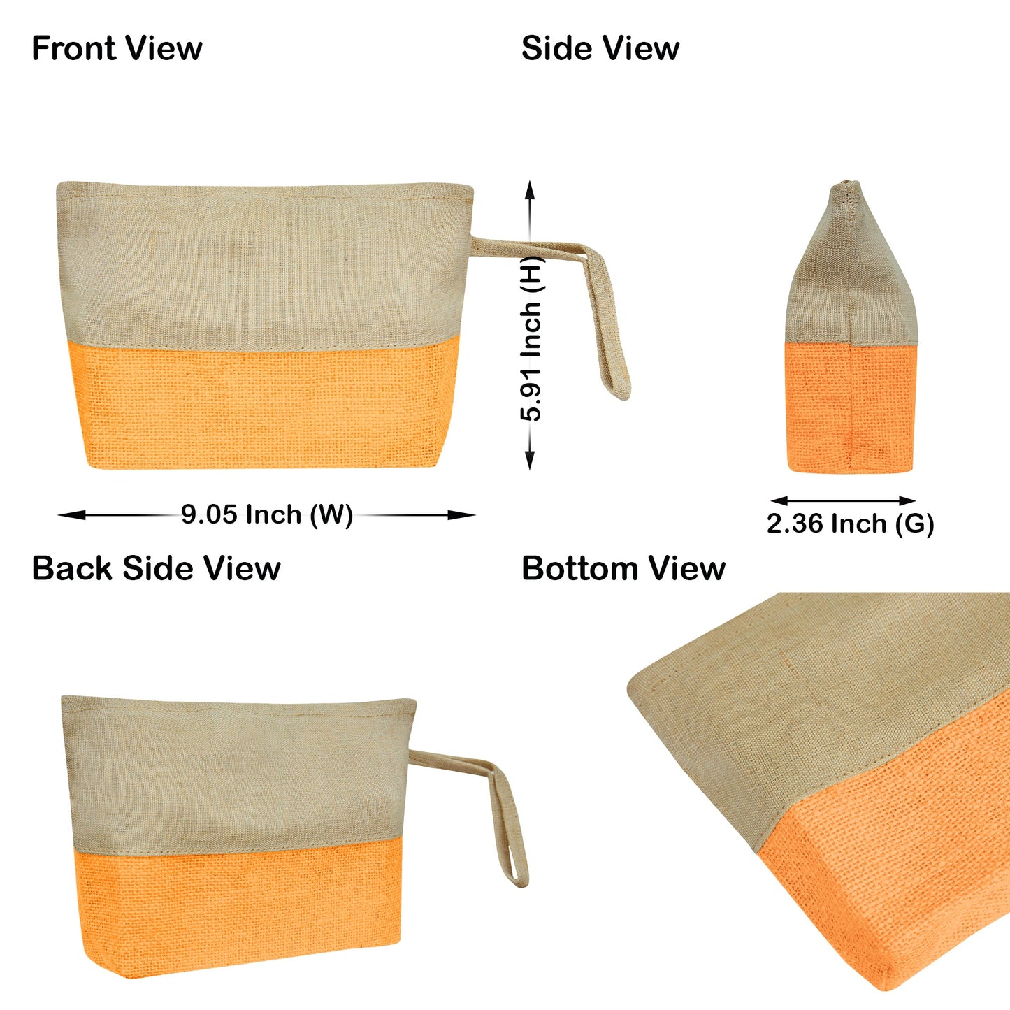 Juco Zipper Pouches – Durable Makeup, Toiletry & Travel Organizers for Everyday Use & DIY Crafts (Packs of 4)