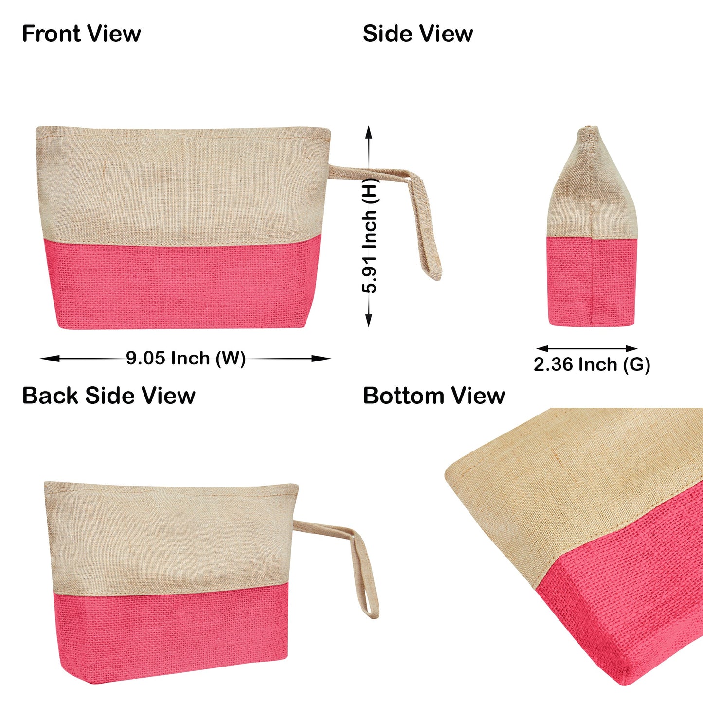 Juco Zipper Pouches – Durable Makeup, Toiletry & Travel Organizers for Everyday Use & DIY Crafts (6 Pcs)