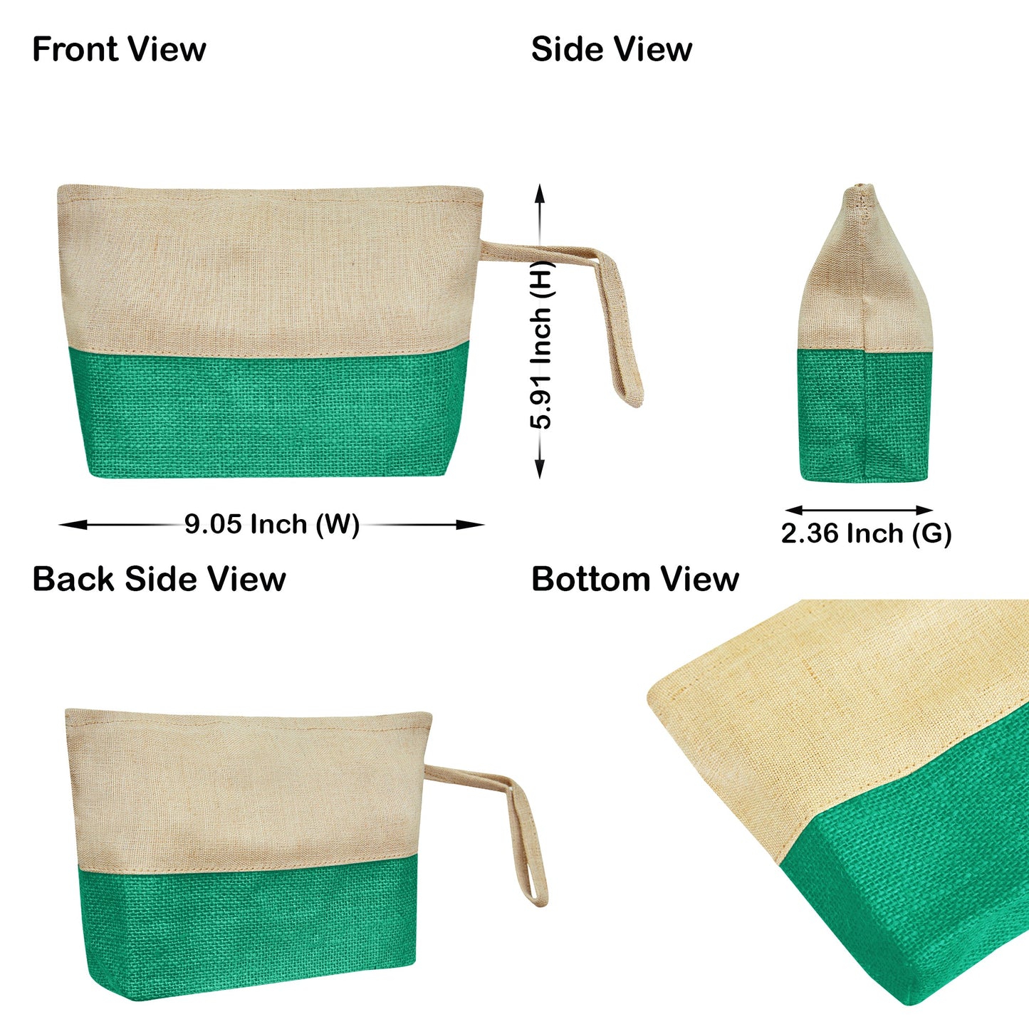 Juco Zipper Pouches – Durable Makeup, Toiletry & Travel Organizers for Everyday Use & DIY Crafts (6 Pcs)