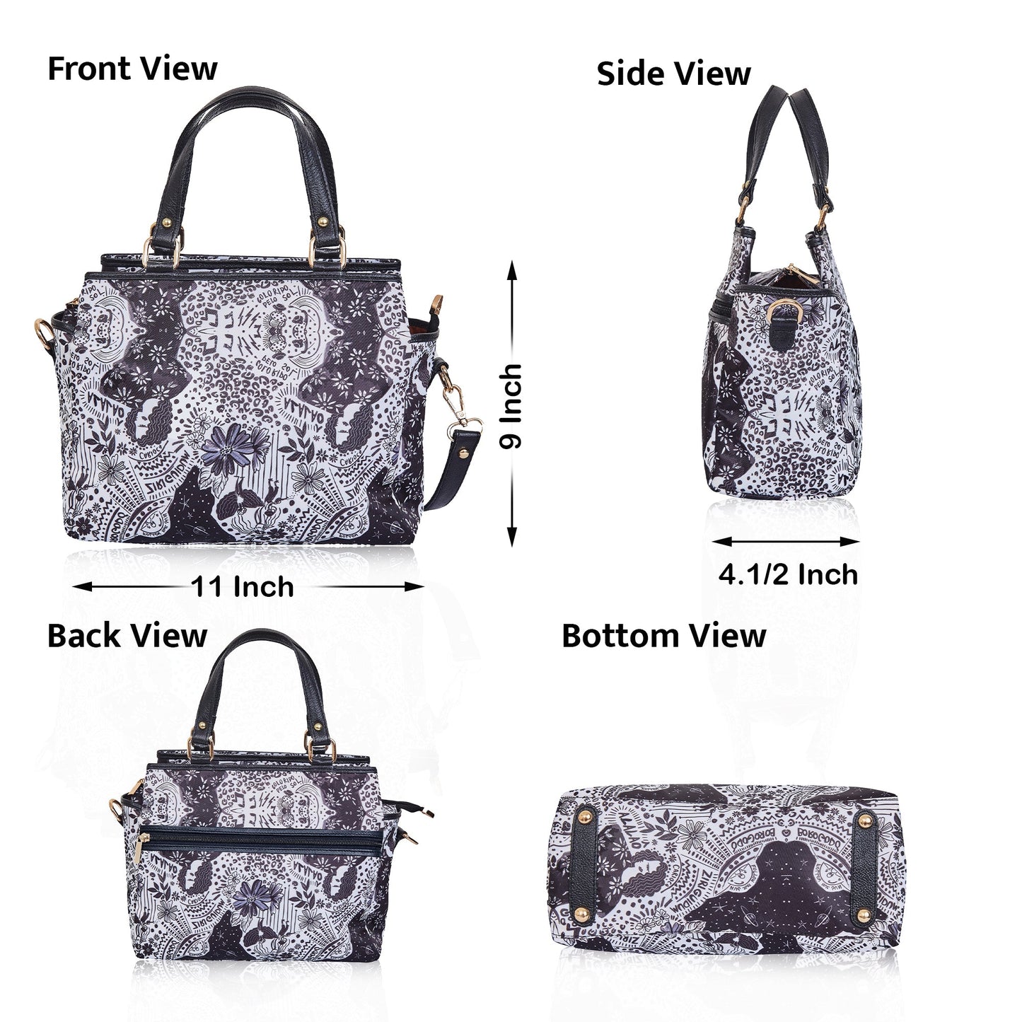 Monochrome Leather  Multi-Compartment Satchel with for Women