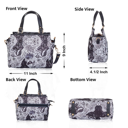 Monochrome Leather  Multi-Compartment Satchel with for Women