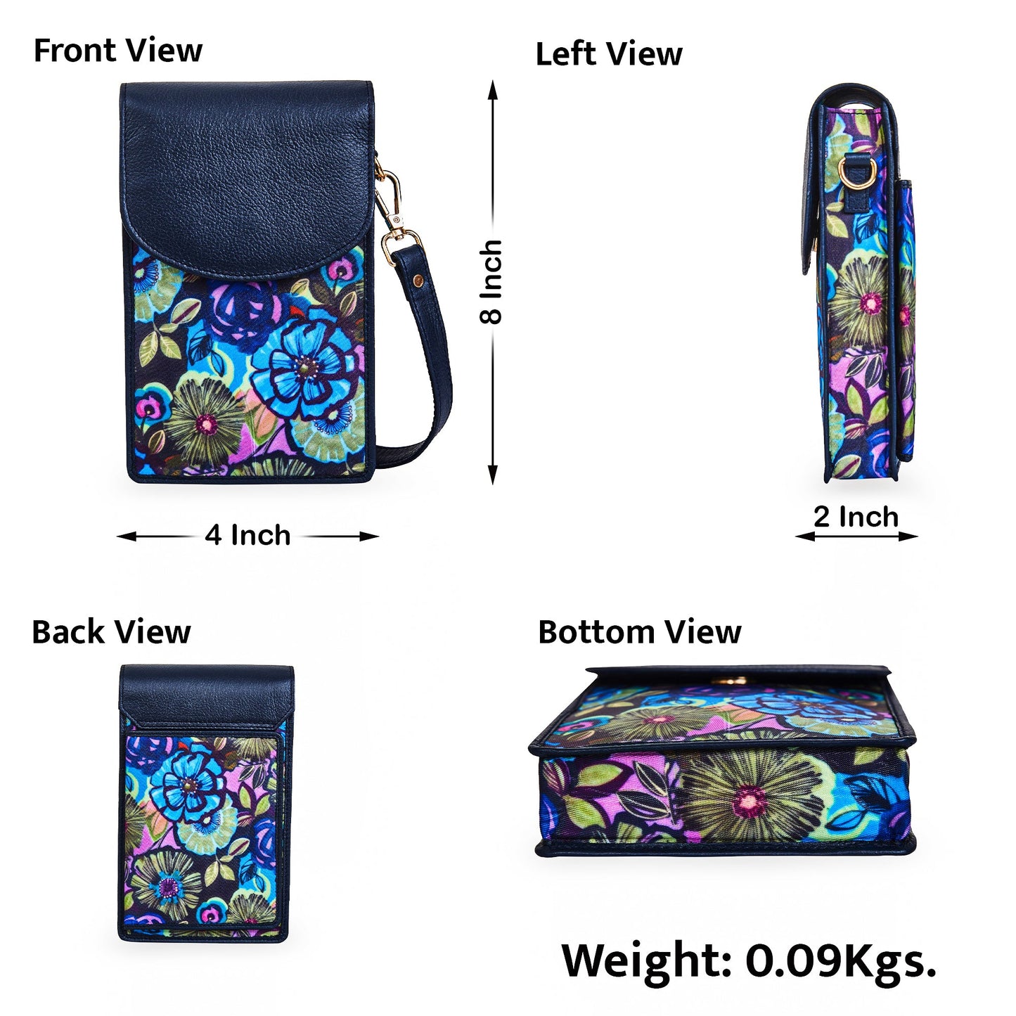 Vibrant Floral Crossbody Wallet with Leather Trim for Women’s Travel