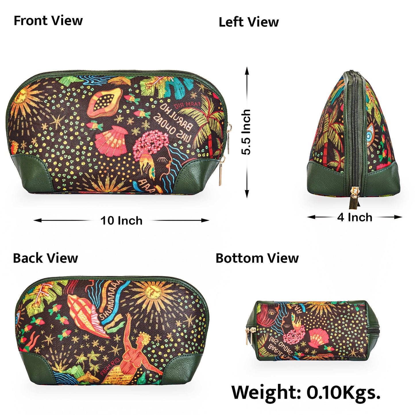 Coastal Charm Ladies' Cosmetic Bag with Luxe Leather Detailing