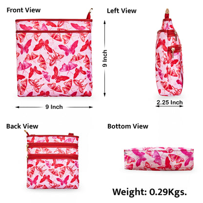 Women Butterfly Crossbody Bag - Fabric with Leather Trim For Wholesale