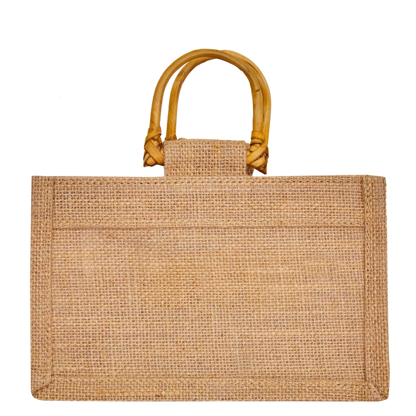 Jute Gift Bags with Cane Handles & Organza Panels – Burlap Pouches for Weddings, Bridesmaid Gifts, Parties (12 Pcs)