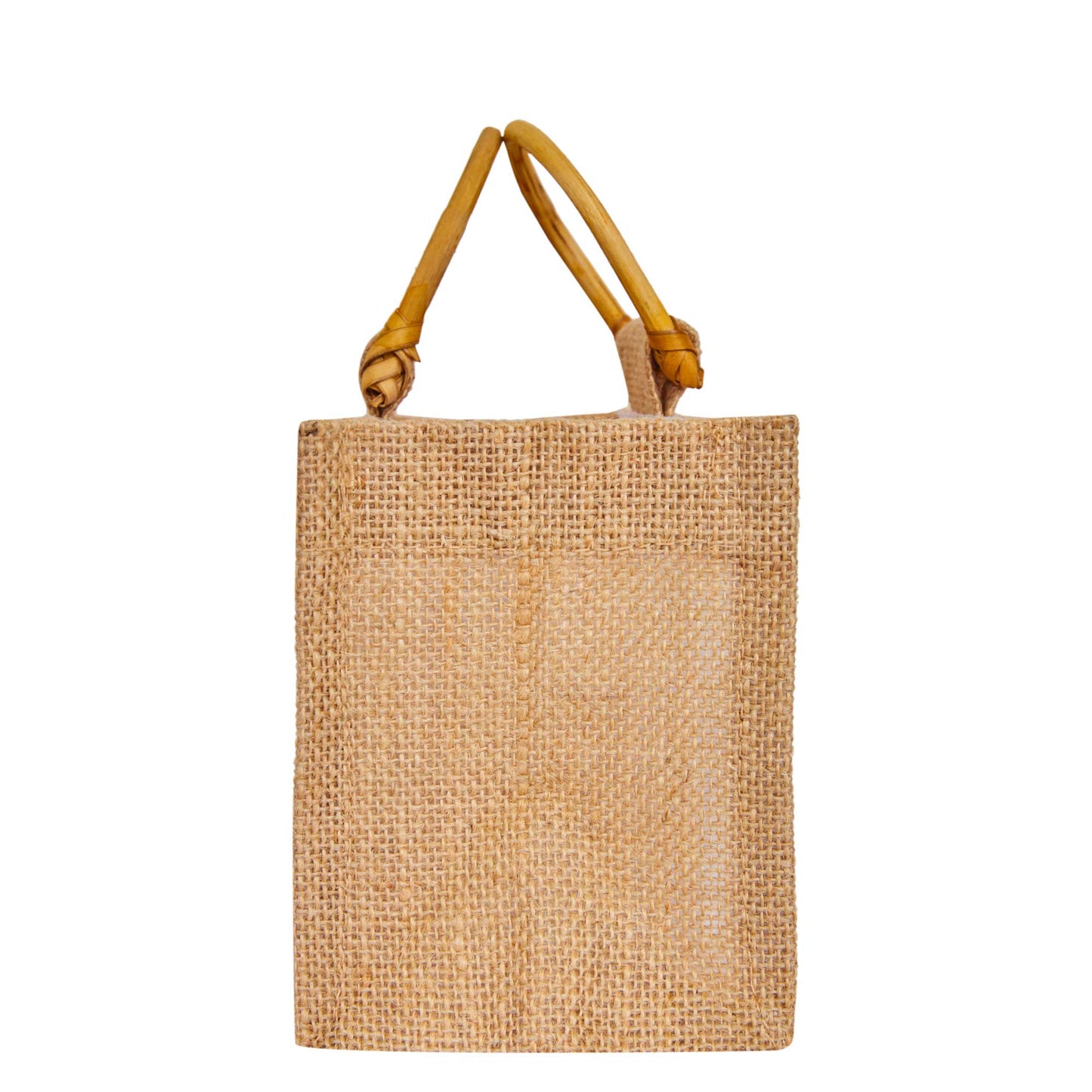 Jute Gift Bags with Cane Handles & Organza Panels – Burlap Pouches for Weddings, Bridesmaid Gifts, Parties (12 Pcs)