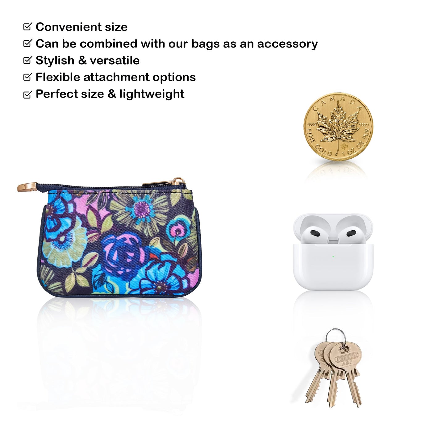 Stylish Travel Coin Pouch for Women with Leather Accents