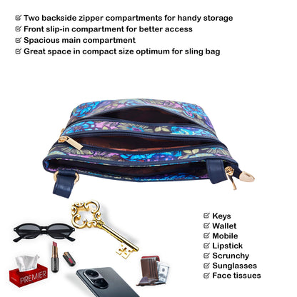 Elegant Women's Crossbody Bag with Botanical Print