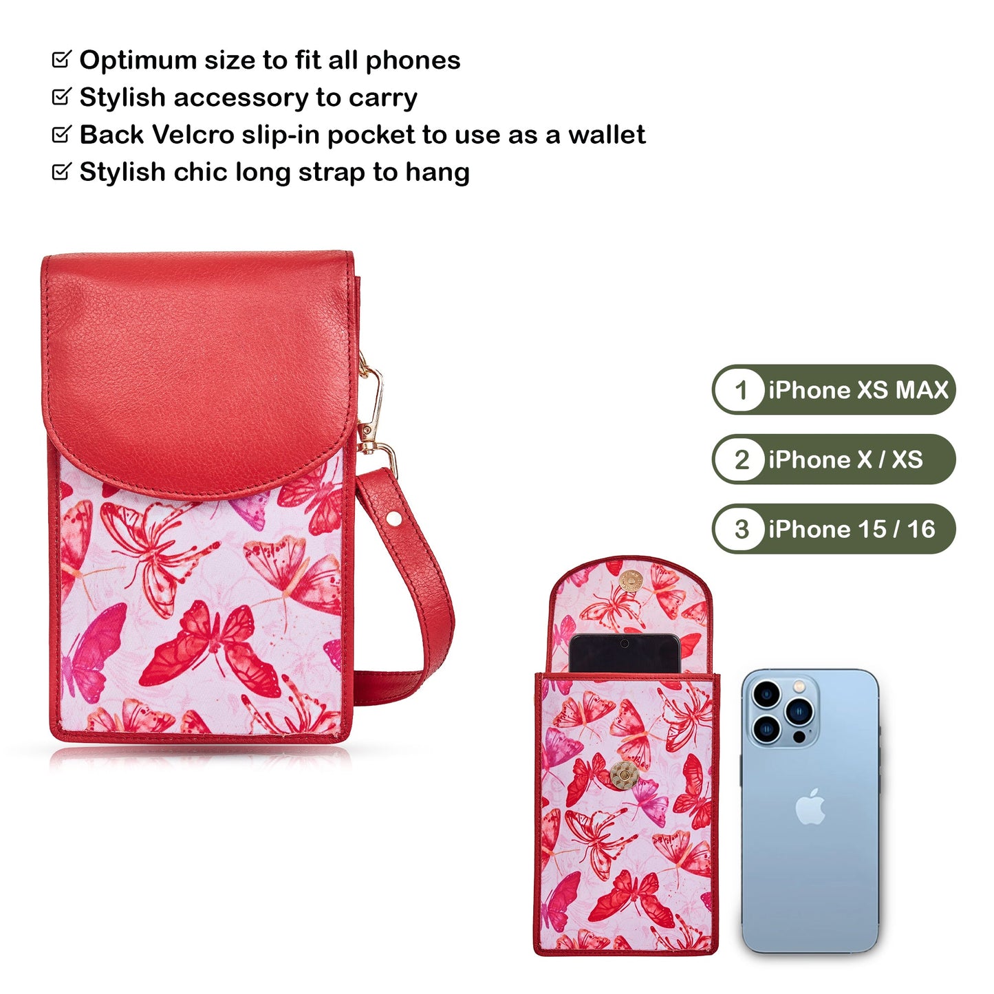 Butterfly Cell Phone Crossbody Wallet for Women’s Unique Leather Style