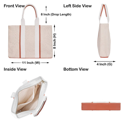 Wholesale  Beige Canvas Tote Handbag  with Zipper in Travel