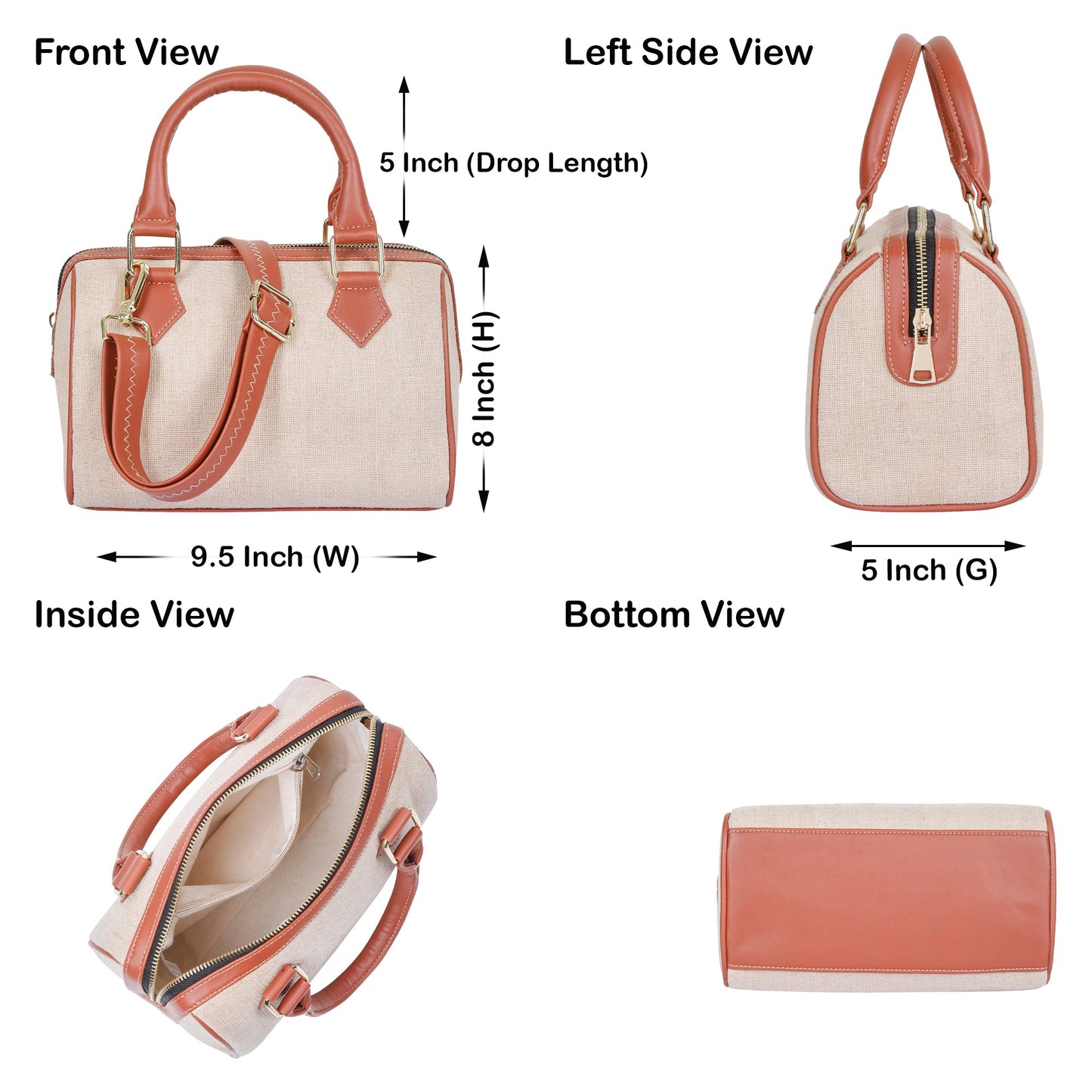 Wholesale Beige Fabric Crossbody Tote Handbag with Vegan Trim