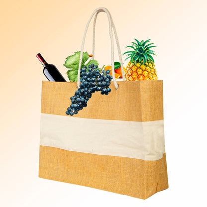 Jute Shopping Bags - Natural Burlap Totes, Reusable for Gifting, Promotions & Daily Use (Packs of 8)